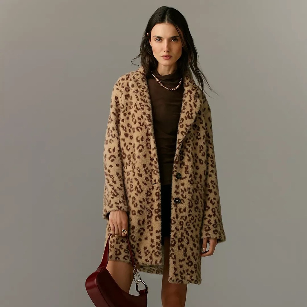 Anthropologie Sanctuary Hometown Leopard Knit Coat - Picture 3 of 11